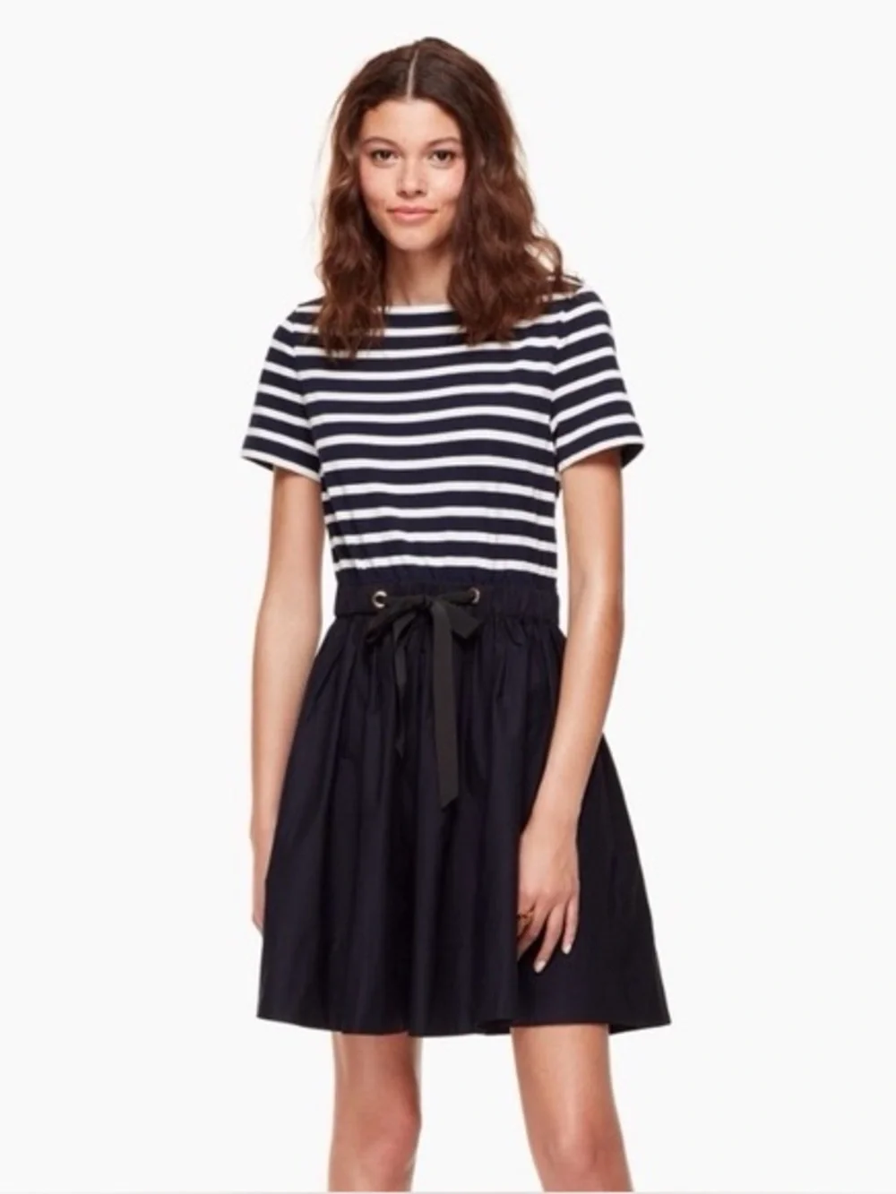 kate spade Navy and White Striped Casual Dress with Drawstring Waist